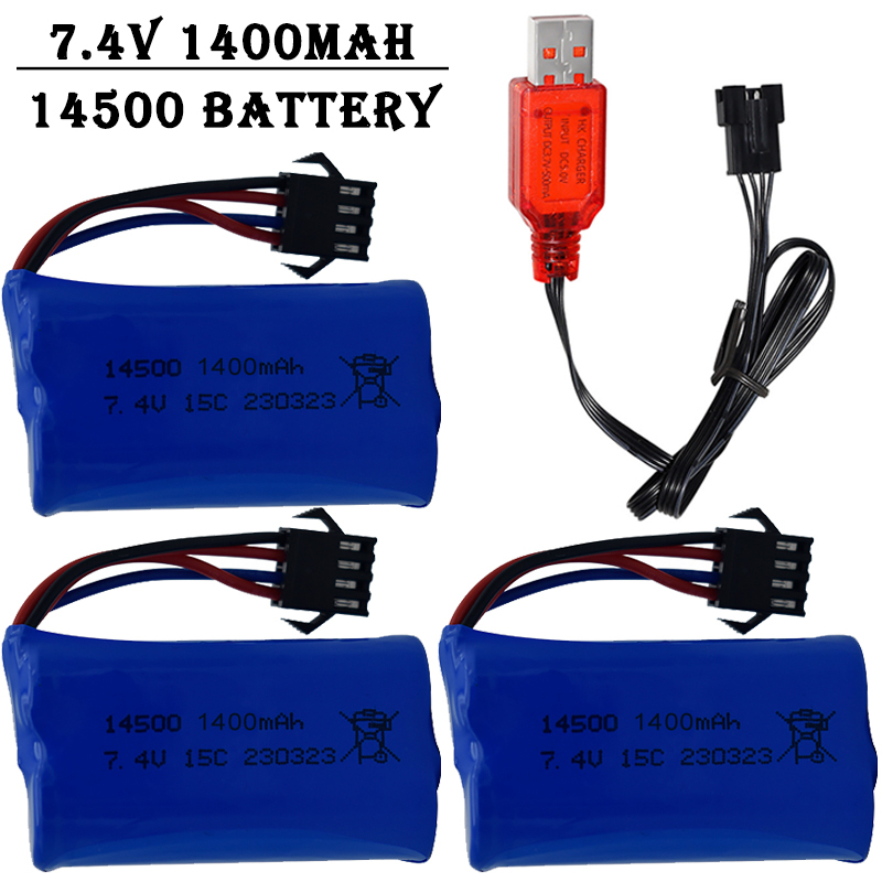Rc Hobby Charger - Batterie lithium-ion 7.4V 1400mAh 14500, avec